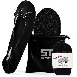 New Silky Toes Womens XL  Foldable Flats Purse Ballet Shoes Ballerina Slippers